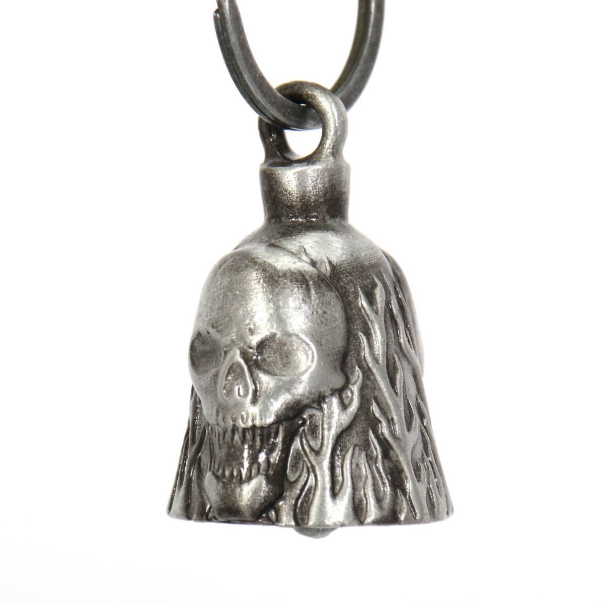 Milwaukee Leather MLB9012 ‘Skull and Flames’ Motorcycle Good Luck Bell | Key Chain Accessory for Bikers