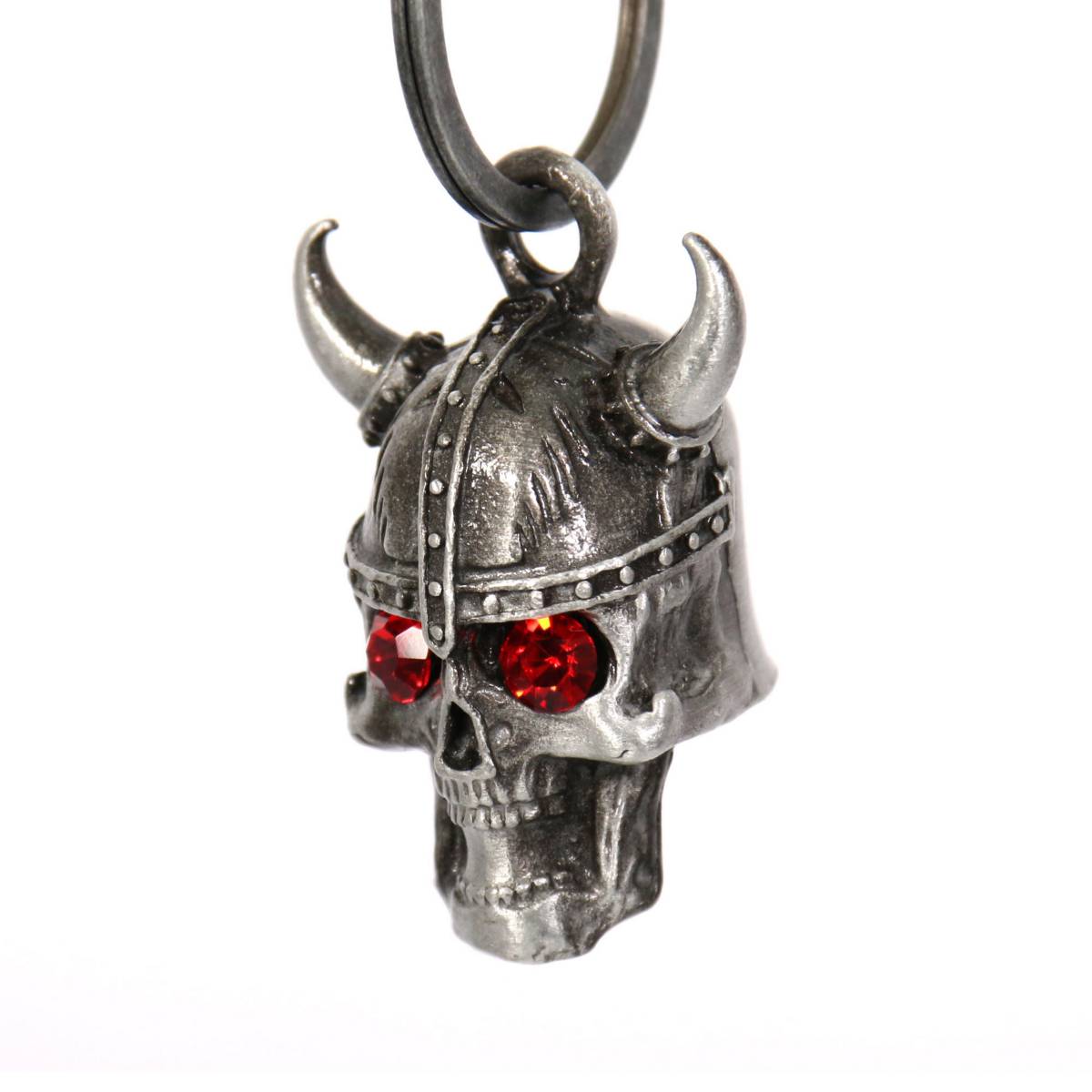 Milwaukee Leather MLB9020 ‘Viking Skull with Red Eyes’ Motorcycle Good Luck Bell | Key Chain Accessory for Bikers