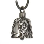 Milwaukee Leather MLB9023 ‘Rose and Heart’ Motorcycle Good Luck Bell | Key Chain Accessory for Bikers