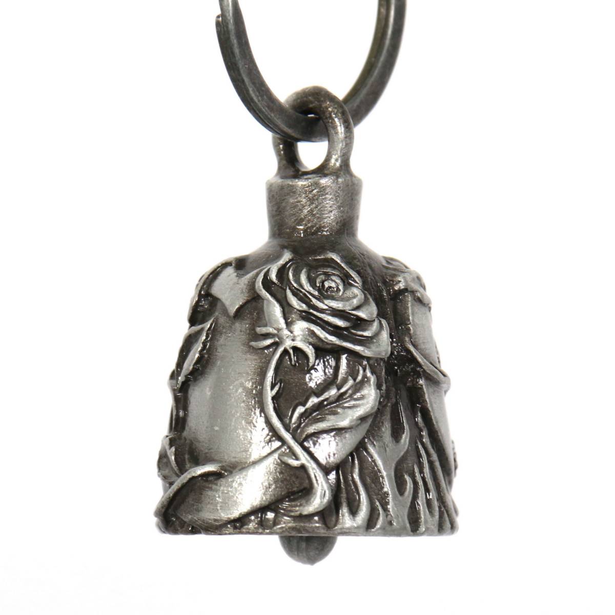 Milwaukee Leather MLB9023 ‘Rose and Heart’ Motorcycle Good Luck Bell | Key Chain Accessory for Bikers