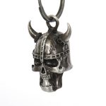 Milwaukee Leather MLB9029 ‘Viking Skull with Black Eyes’ Motorcycle Good Luck Bell | Key Chain Accessory for Bikers