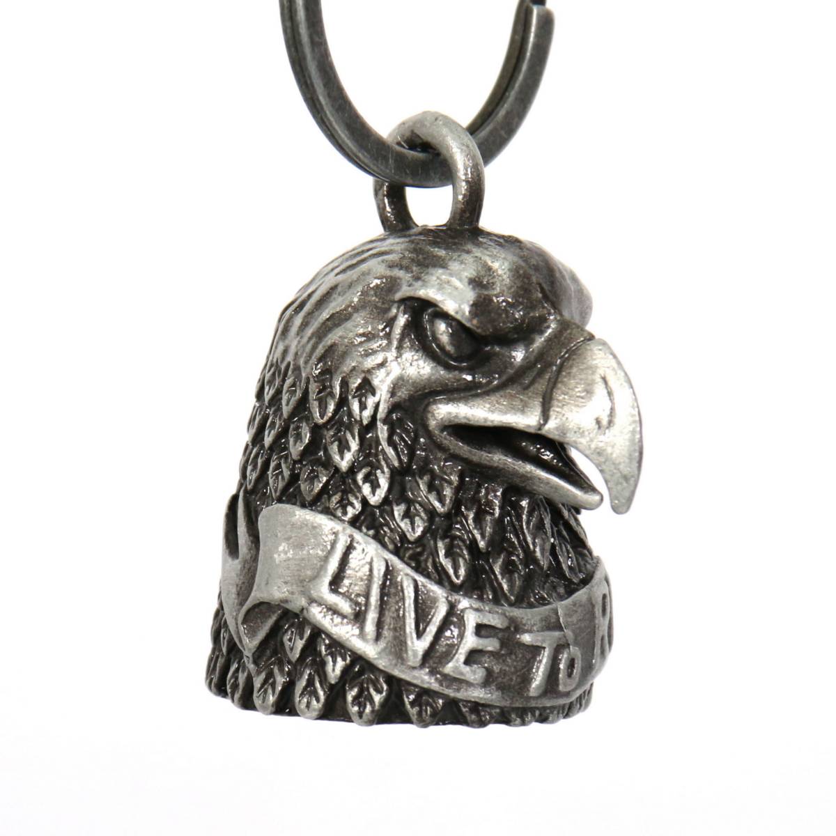 Milwaukee Leather MLB9031 ‘Eagle Head – Live to Ride’ Motorcycle Good Luck Bell | Key Chain Accessory for Bikers