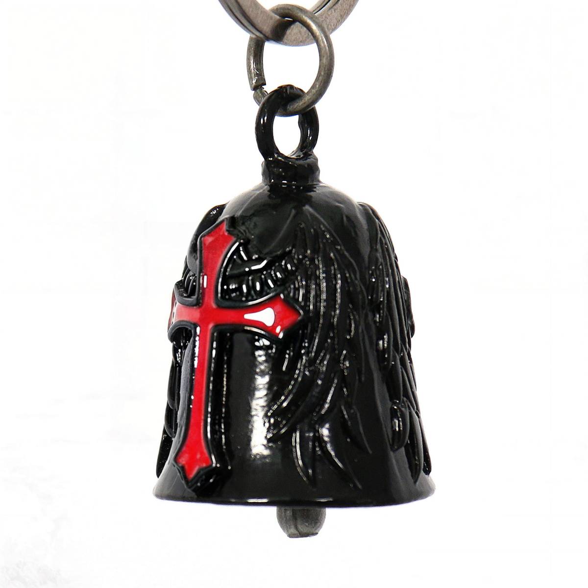 Milwaukee Leather MLB9033 Black ‘Red Cross’ Motorcycle Good Luck Bell | Key Chain Accessory for Bikers