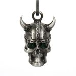 Milwaukee Leather MLB9048 ‘Viking Skull with Green Eyes’ Motorcycle Good Luck Bell | Key Chain Accessory for Bikers - Image 2