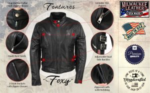 Milwaukee Leather USA MADE MLJKL5001 Women’s Black Foxy Premium Motorcycle Leather Jacket with Vents - Image 2