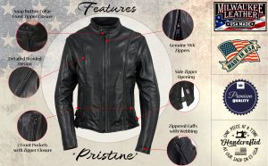 Milwaukee Leather USA MADE MLJKL5002 Women’s Black Pristine Premium Motorcycle Leather Jacket - Image 2