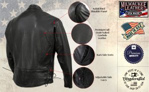 Milwaukee Leather USA MADE MLJKM5002 Men’s Black Air Stream Vented Premium Leather Motorcycle Jacket with Side Laces - Image 5