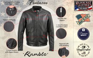 Milwaukee Leather USA MADE MLJKM5006 Men’s Black Rumble Premium Leather Motorcycle Jacket - Image 4