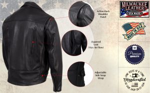 Milwaukee Leather USA MADE MLJKM5008 Men’s Black Revolve Premium Leather Vented Motorcycle Jacket - Image 5