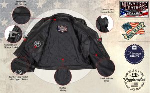 Milwaukee Leather USA MADE MLJKM5008 Men’s Black Revolve Premium Leather Vented Motorcycle Jacket - Image 4