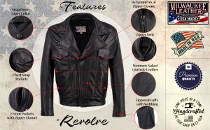 Milwaukee Leather USA MADE MLJKM5008 Men’s Black Revolve Premium Leather Vented Motorcycle Jacket - Image 2