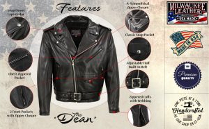 Milwaukee Leather USA MADE MLJKM5009 Men’s Black The Dean Premium Leather Throwback Motorcycle Jacket - Image 2
