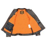 Milwaukee Leather MLL2502 Women’s ‘Laser Cut’ Distressed Black and Orange Scuba Style Racer Jacket - Image 5