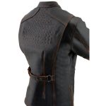 Milwaukee Leather MLL2502 Women’s ‘Laser Cut’ Distressed Black and Orange Scuba Style Racer Jacket - Image 7