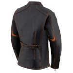 Milwaukee Leather MLL2502 Women’s ‘Laser Cut’ Distressed Black and Orange Scuba Style Racer Jacket - Image 9