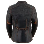 Milwaukee Leather MLL2502 Women’s ‘Laser Cut’ Distressed Black and Orange Scuba Style Racer Jacket - Image 2