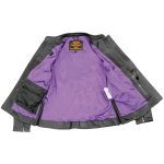 Milwaukee Leather MLL2502 Women’s ‘Laser Cut’ Distressed Black and Purple Scuba Style Racer Jacket - Image 5