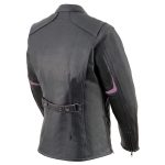 Milwaukee Leather MLL2502 Women’s ‘Laser Cut’ Distressed Black and Purple Scuba Style Racer Jacket - Image 10