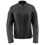 Milwaukee Leather MLL2502 Women’s ‘Laser Cut’ Distressed Black and Purple Scuba Style Racer Jacket - Image 8