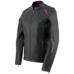 Milwaukee Leather MLL2502 Women’s ‘Laser Cut’ Distressed Black and Purple Scuba Style Racer Jacket - Image 7