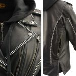 Milwaukee Leather MLL2503 Women’s Black ‘Bedazzled’ Leather Moto Jacket with Hoodie - Image 8
