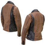 Milwaukee Leather MLL2508 Women’s ‘Dixie’ Vintage Crazy Horse Brown and Black Leather Motorcycle Rider Jacket - Image 9