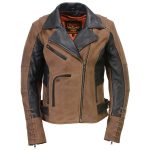Milwaukee Leather MLL2508 Women’s ‘Dixie’ Vintage Crazy Horse Brown and Black Leather Motorcycle Rider Jacket - Image 11