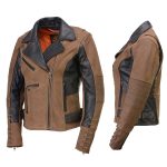 Milwaukee Leather MLL2508 Women’s ‘Dixie’ Vintage Crazy Horse Brown and Black Leather Motorcycle Rider Jacket - Image 10