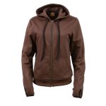Milwaukee Leather MLL2511 Women’s ‘Damsel’ Vintage Crazy Horse Brown Leather Jacket w/ Removable Hoodie - Image 9