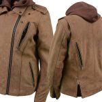 Milwaukee Leather MLL2511 Women’s ‘Damsel’ Vintage Crazy Horse Brown Leather Jacket w/ Removable Hoodie - Image 13