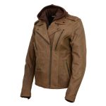 Milwaukee Leather MLL2511 Women’s ‘Damsel’ Vintage Crazy Horse Brown Leather Jacket w/ Removable Hoodie - Image 11