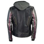 Milwaukee Leather MLL2515 Women’s Black ‘Hooded’ Leather Rub-Off Jacket with Silver Sleeves - Image 2