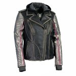 Milwaukee Leather MLL2515 Women’s Black ‘Hooded’ Leather Rub-Off Jacket with Silver Sleeves