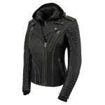 Milwaukee Leather MLL2516 Black Leather Rub-Off Leather Jacket with Hoodie for Women - Image 13