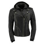 Milwaukee Leather MLL2516 Black Leather Rub-Off Leather Jacket with Hoodie for Women - Image 12