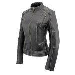 Milwaukee Leather MLL2526 Women’s ‘Elegant’ Distressed Gray Detail Laced Leather Jacket - Image 12