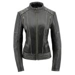 Milwaukee Leather MLL2526 Women’s ‘Elegant’ Distressed Gray Detail Laced Leather Jacket - Image 10