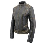 Milwaukee Leather MLL2527 Women’s ‘Elegant’ Distressed Brown Detail Laced Leather Jacket - Image 13