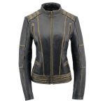 Milwaukee Leather MLL2527 Women’s ‘Elegant’ Distressed Brown Detail Laced Leather Jacket - Image 12