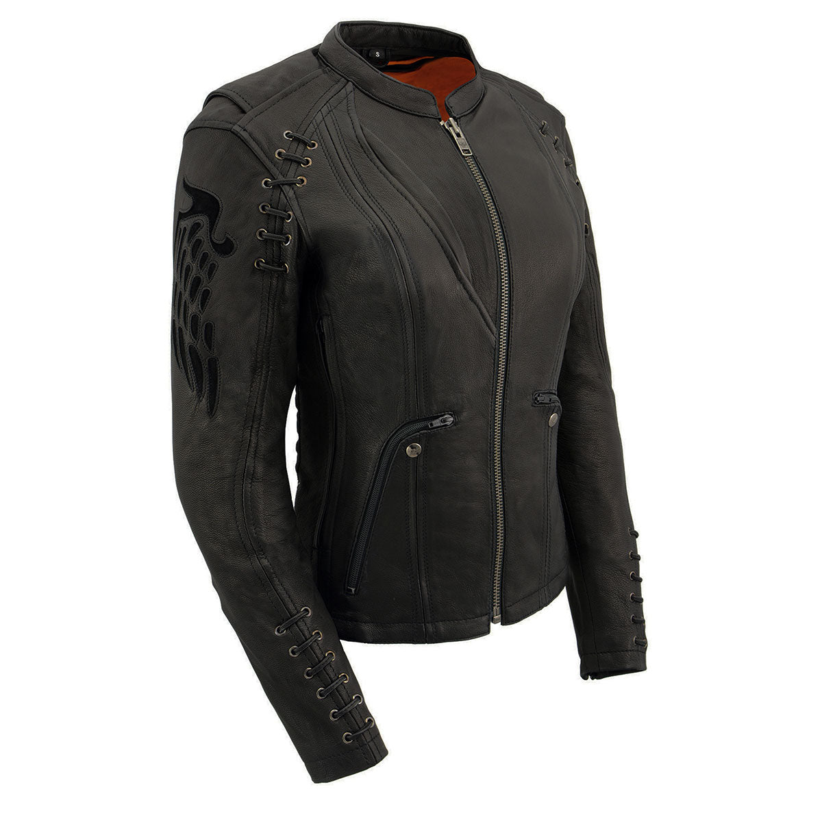 Milwaukee Leather MLL2535 Women’s Black Leather Lightweight Scuba Racer Jacket