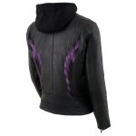 Milwaukee Leather MLL2546 Women’s Purple Winged ‘Scuba’ Leather Jacket with Hoodie - Image 9