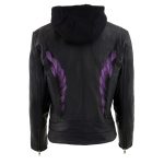 Milwaukee Leather MLL2546 Women’s Purple Winged ‘Scuba’ Leather Jacket with Hoodie - Image 2