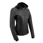 Milwaukee Leather MLL2546 Women’s Purple Winged ‘Scuba’ Leather Jacket with Hoodie