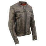Milwaukee Leather MLL2550 Women’s Scooter Distressed Brown Leather Vented Motorcycle Jacket