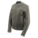 Milwaukee Leather MLL2550 Women’s Scooter Distressed Grey Leather Motorcycle Riding Vented Jacket - Image 7