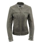 Milwaukee Leather MLL2550 Women’s Scooter Distressed Grey Leather Motorcycle Riding Vented Jacket - Image 9