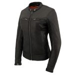 Milwaukee Leather MLL2551 Women’s Scooter Black Leather Vented Lightweight Triple Stitch Motorcycle Jacket - Image 13