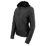 Milwaukee Leather MLL2555 Women’s Black 3/4 Hooded Leather Jacket with Side Stretch - Image 12