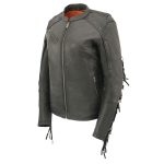 Milwaukee Leather MLL2565 Women’s Black Fringed Lightweight Leather Racer Motorcycle Jacket - Image 15