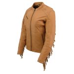Milwaukee Leather MLL2566 Ladies ‘Fringed Racer’ Lightweight Saddle Leather Jacket - Image 9